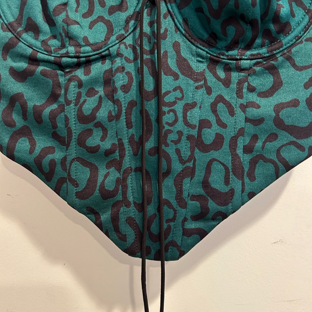 For Love And Lemons Teal Print Bustier - Picture 6 of 15